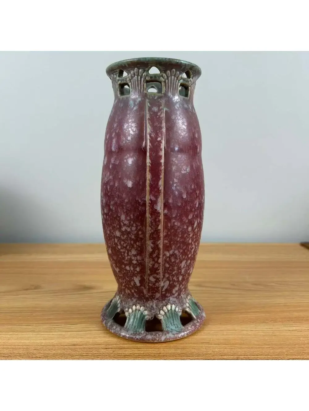 Roseville Ferella Dark Rose 1930 Vintage Art Deco Pottery Ceramic Vase 507-9